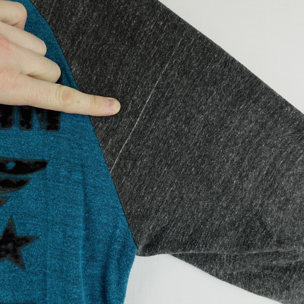 Raw State Shirt Mens XXL Blue Redemption Spell Out Graphic Waffle Thermal Flaws - Picture 9 of 11